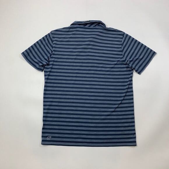 Puma Polo Shirt Mens M Medium Navy Slate Striped Short Sleeve Performance Golf - Picture 6 of 8
